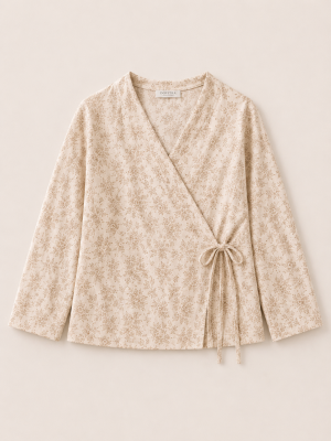 Women's Floral Wrap Pajama Set – Soft Long Sleeve Loungewear