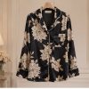 Women's Luxury Floral Satin Pajama Set – Silky Soft Long Sleeve Button-Up Sleepwear with Relaxed Fit